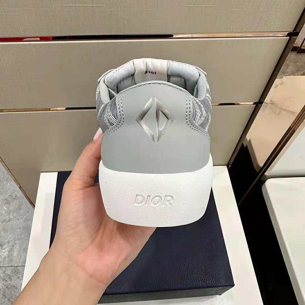 Dior Men B101 Sneaker Dior Gray CD Diamond Canvas Smooth Calfskin and Nubuck 9 Dior Men B101 Sneaker Dior Gray CD Diamond Canvas Smooth Calfskin and Nubuck - Image 9