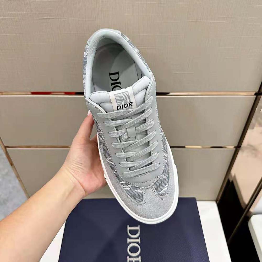 Dior Men B101 Sneaker Dior Gray CD Diamond Canvas Smooth Calfskin and Nubuck 4 Dior Men B101 Sneaker Dior Gray CD Diamond Canvas Smooth Calfskin and Nubuck - Image 4