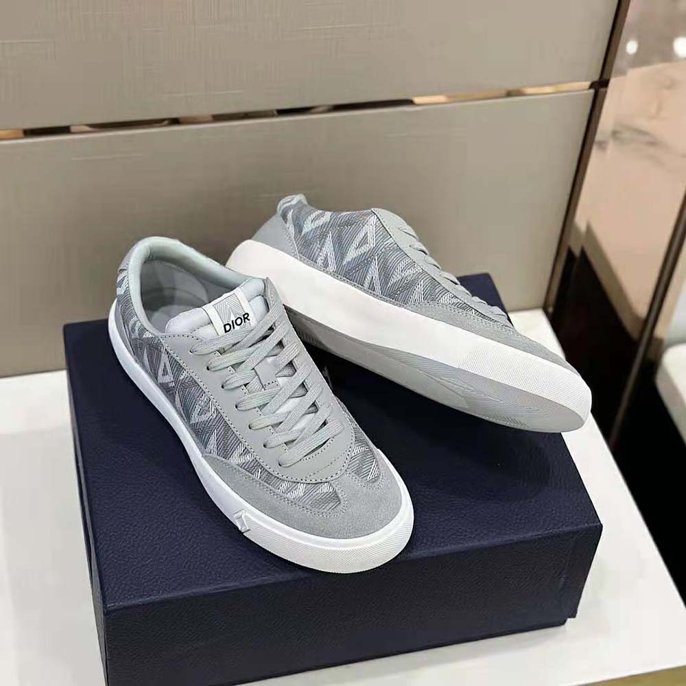 Dior Men B101 Sneaker Dior Gray CD Diamond Canvas Smooth Calfskin and Nubuck 6 Dior Men B101 Sneaker Dior Gray CD Diamond Canvas Smooth Calfskin and Nubuck - Image 6