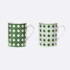 Dior Unisex Set of Two Mugs Green Cannage Provence