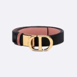 Dior Women 30 Montaigne Reversible Belt Black and Ethereal Pink Smooth Calfskin 20 MM