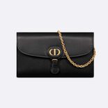 Dior Women Bobby East-west Pouch with Chain Black Smooth Calfskin