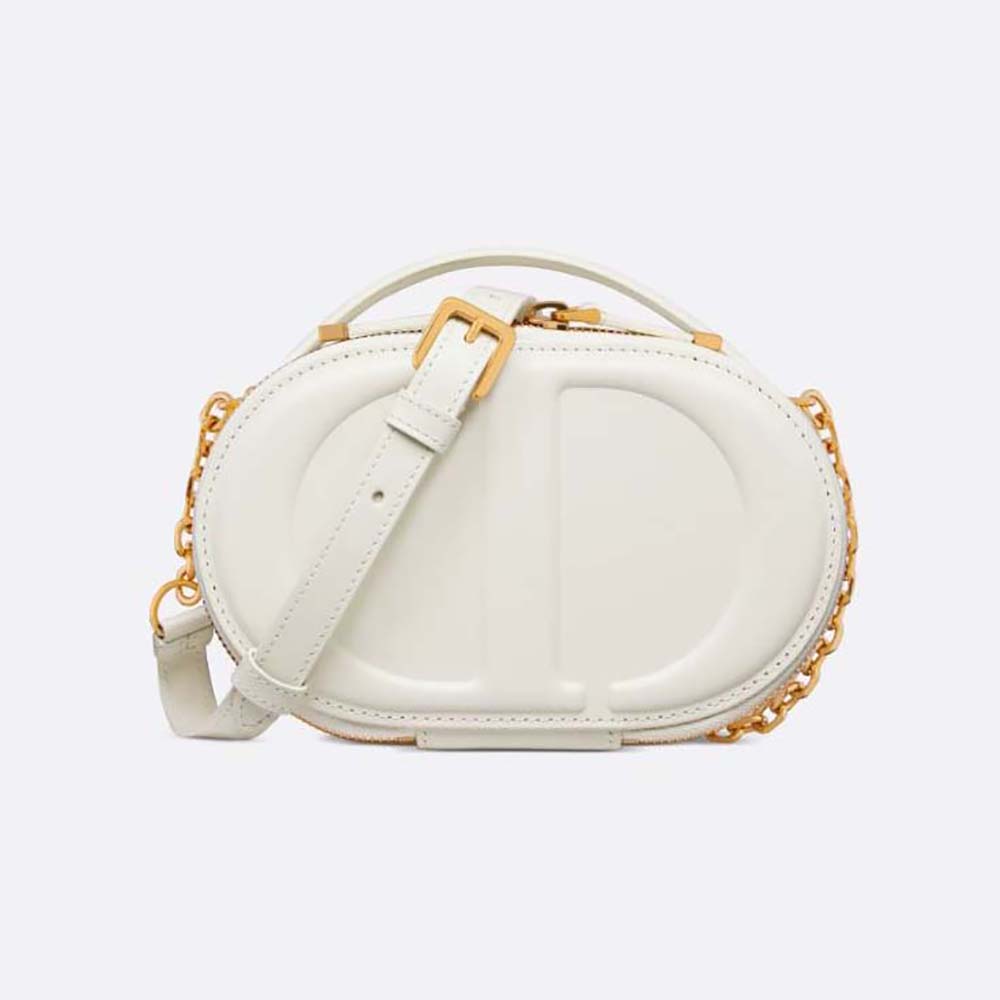 Dior Women CD Signature Oval Camera Bag Black Calfskin with Embossed CD Signature