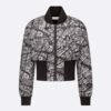 Dior Women Cropped Bomber Jacket Black and White Technical Taffeta Jacquard