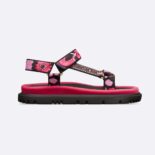 Dior Women D-wave Sandal Indy Pink Multicolor Cotton with Jardin Indien Embroidery