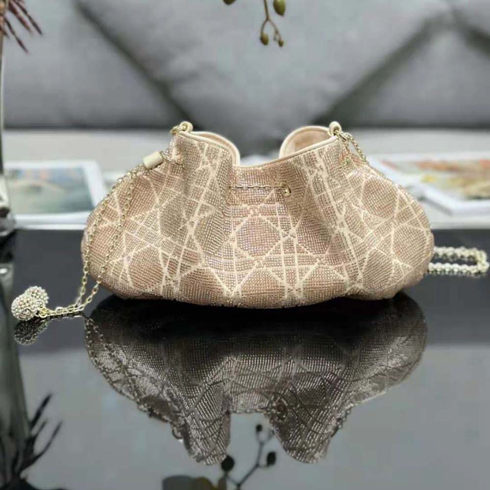 Dior Women Dior Dream Bucket Bag Dusty Ivory Cannage Cotton with Bead Embroidery 3 Dior Women Dior Dream Bucket Bag Dusty Ivory Cannage Cotton with Bead Embroidery - Image 3
