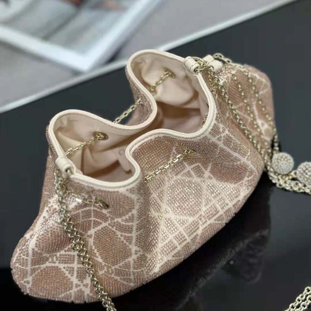 Dior Women Dior Dream Bucket Bag Dusty Ivory Cannage Cotton with Bead Embroidery 5 Dior Women Dior Dream Bucket Bag Dusty Ivory Cannage Cotton with Bead Embroidery - Image 5