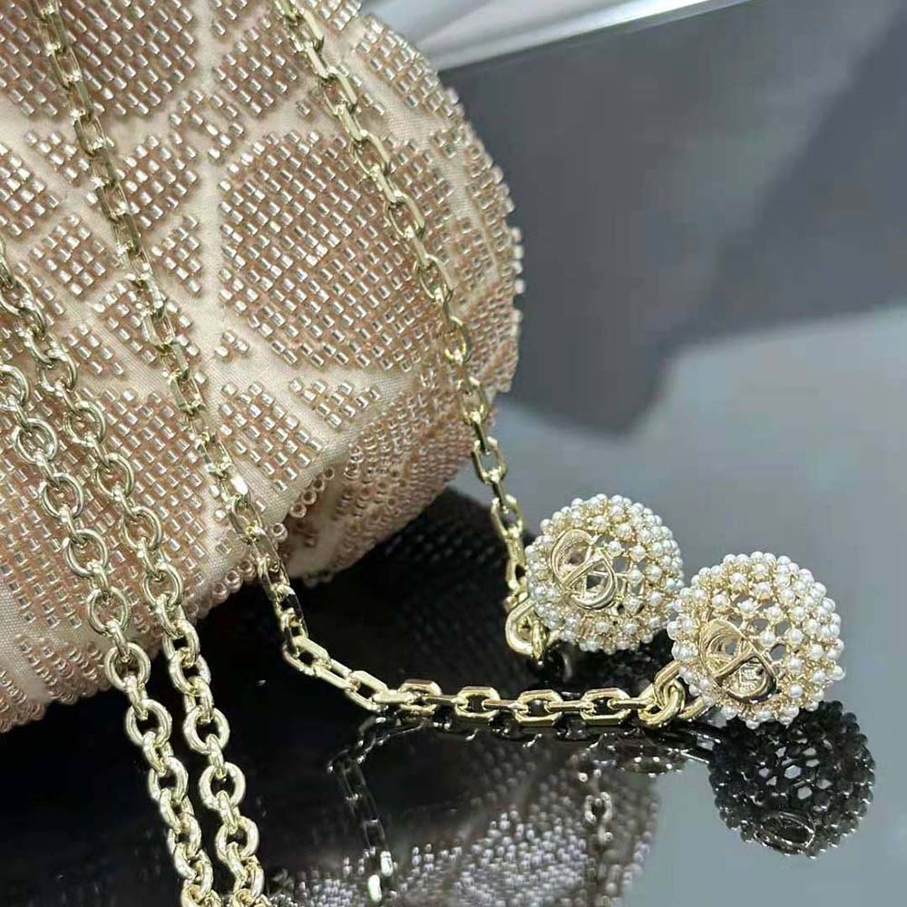 Dior Women Dior Dream Bucket Bag Dusty Ivory Cannage Cotton with Bead Embroidery 8 Dior Women Dior Dream Bucket Bag Dusty Ivory Cannage Cotton with Bead Embroidery - Image 8