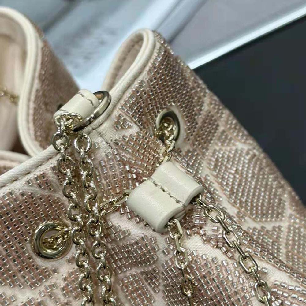 Dior Women Dior Dream Bucket Bag Dusty Ivory Cannage Cotton with Bead Embroidery 7 Dior Women Dior Dream Bucket Bag Dusty Ivory Cannage Cotton with Bead Embroidery - Image 7