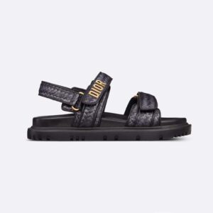 Dior Women Dioract Sandal Black Braided Raffia