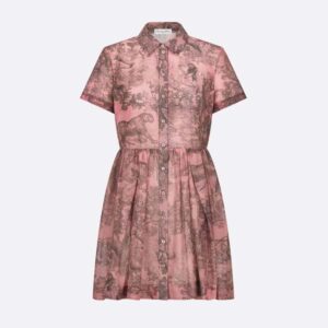 Dior Women Dioriviera Short Dress Pink and Gray Cotton Muslin