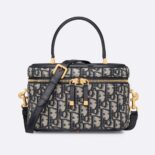 Dior Women Medium CD Signature Vanity Case Blue Dior Oblique Jacquard