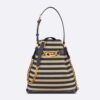 Dior Women Medium C'est Dior Bag Natural and Denim Blue Marinière Raffia