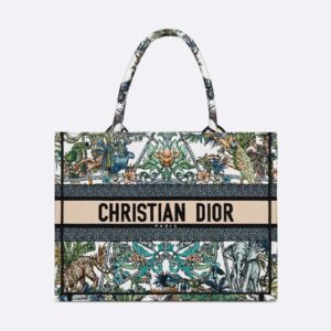 Dior Women Medium Dior Book Tote White Multicolor Étoile de Voyage Embroidery