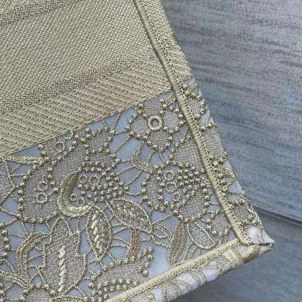 Medium Dior Book Tote Beige D-Lace Embroidery with Macramé Effect
