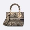 Dior Women Medium Lady D-lite Bag Beige Multicolor Toile de Jouy Voyage Embroidery