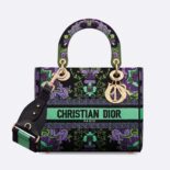 Dior Women Medium Lady D-lite Bag Multicolor Dior Indian Purple Embroidery