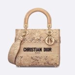 Dior Women Medium Lady D-lite Bag Natural D-Lace Embroidery with 3D Macramé Effect