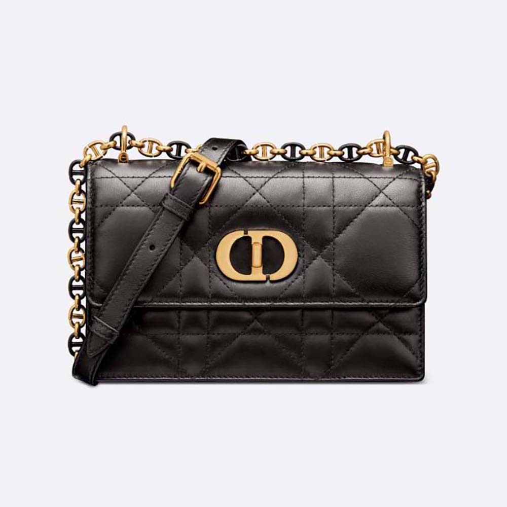 Dior Women Miss Caro Mini Bag Caramel Black Macrocannage Lambskin