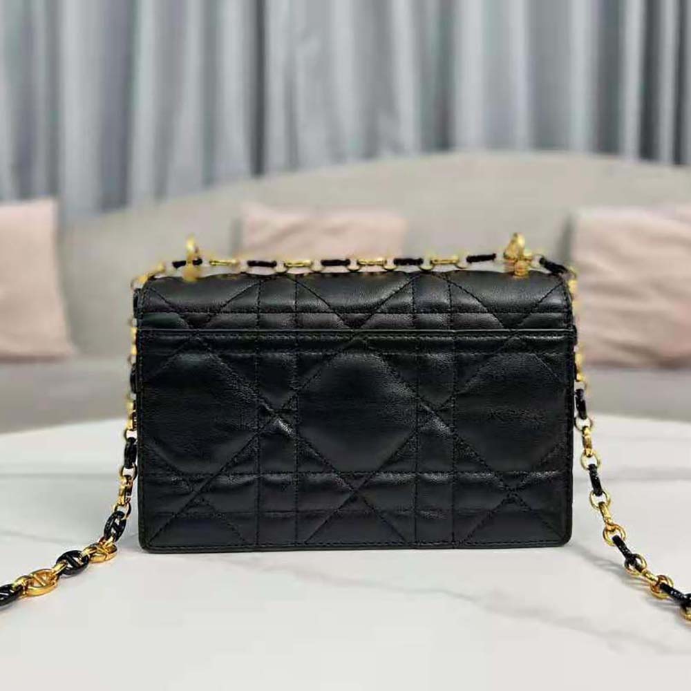 Dior - Miss Caro Mini Bag Black Macrocannage Lambskin - Women