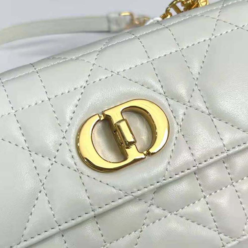 Dior - Miss Caro Mini Bag Latte Macrocannage Lambskin - Women
