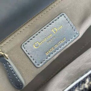 Dior - Small Lady Dior Bag Gray Smooth Calfskin and Satin with Bead Embroidery - Women