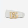 Dolce Gabbana D&G Women Calfskin Belt with DG Logo-White 11 Dolce Gabbana D&G Women Calfskin Belt with DG Logo-White