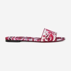 Dolce Gabbana D&G Women Printed Canvas Slides-Red