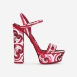 Dolce Gabbana D&G Women Printed Polished Calfskin Platform Sandals