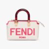 Fendi Women By The Way Mini Beige Canvas Small Boston Bag