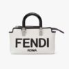 Fendi Women By The Way Mini White Canvas Small Boston Bag