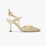Fendi Women Colibrì Lite Gold Mesh High-Heeled Slingbacks
