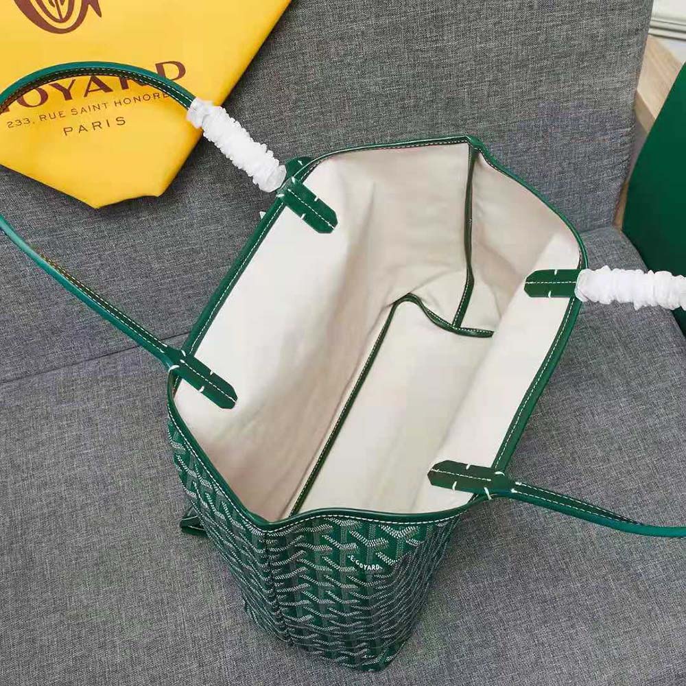 Goyard Women Sac Artois MM in Goyardine Canvas & Chevroches Calfskin-Green 10 Goyard Women Sac Artois MM in Goyardine Canvas & Chevroches Calfskin-Green - Image 10