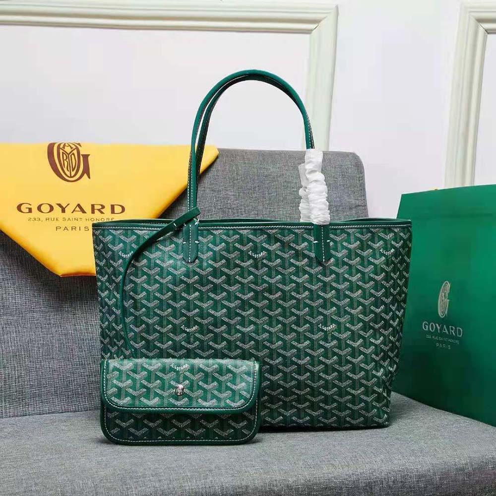 Goyard Women Sac Artois MM in Goyardine Canvas & Chevroches Calfskin-Green 2 Goyard Women Sac Artois MM in Goyardine Canvas & Chevroches Calfskin-Green - Image 2