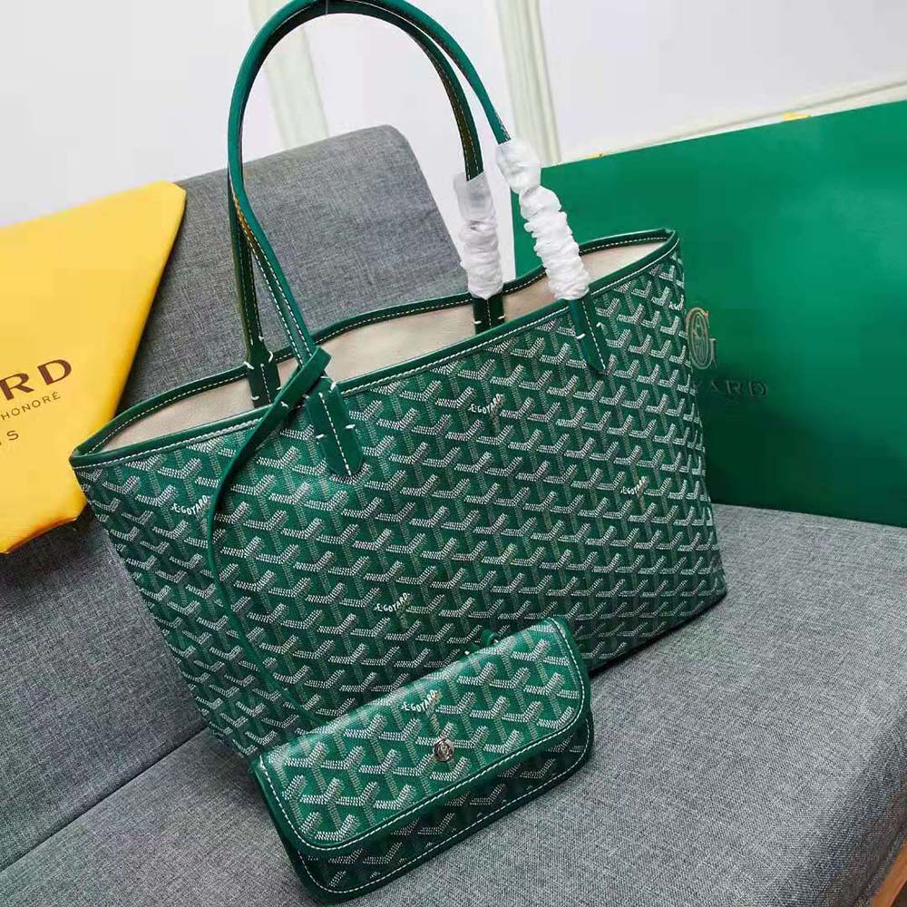 Goyard Women Sac Artois MM in Goyardine Canvas & Chevroches Calfskin-Green 4 Goyard Women Sac Artois MM in Goyardine Canvas & Chevroches Calfskin-Green - Image 4