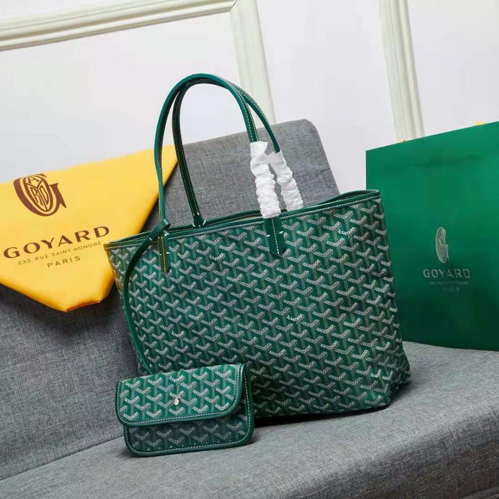 Goyard Women Sac Artois MM in Goyardine Canvas & Chevroches Calfskin-Green 3 Goyard Women Sac Artois MM in Goyardine Canvas & Chevroches Calfskin-Green - Image 3
