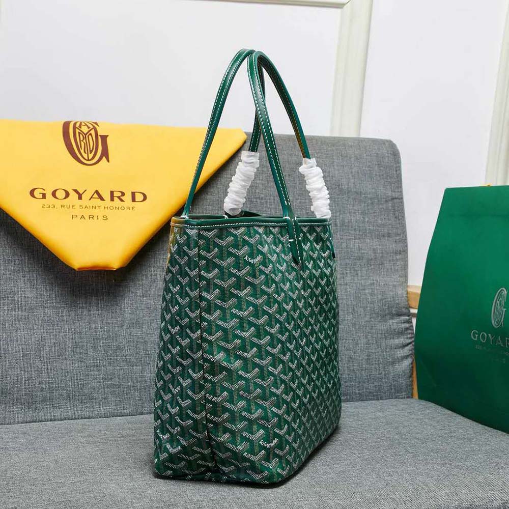 Goyard Women Sac Artois MM in Goyardine Canvas & Chevroches Calfskin-Green 5 Goyard Women Sac Artois MM in Goyardine Canvas & Chevroches Calfskin-Green - Image 5
