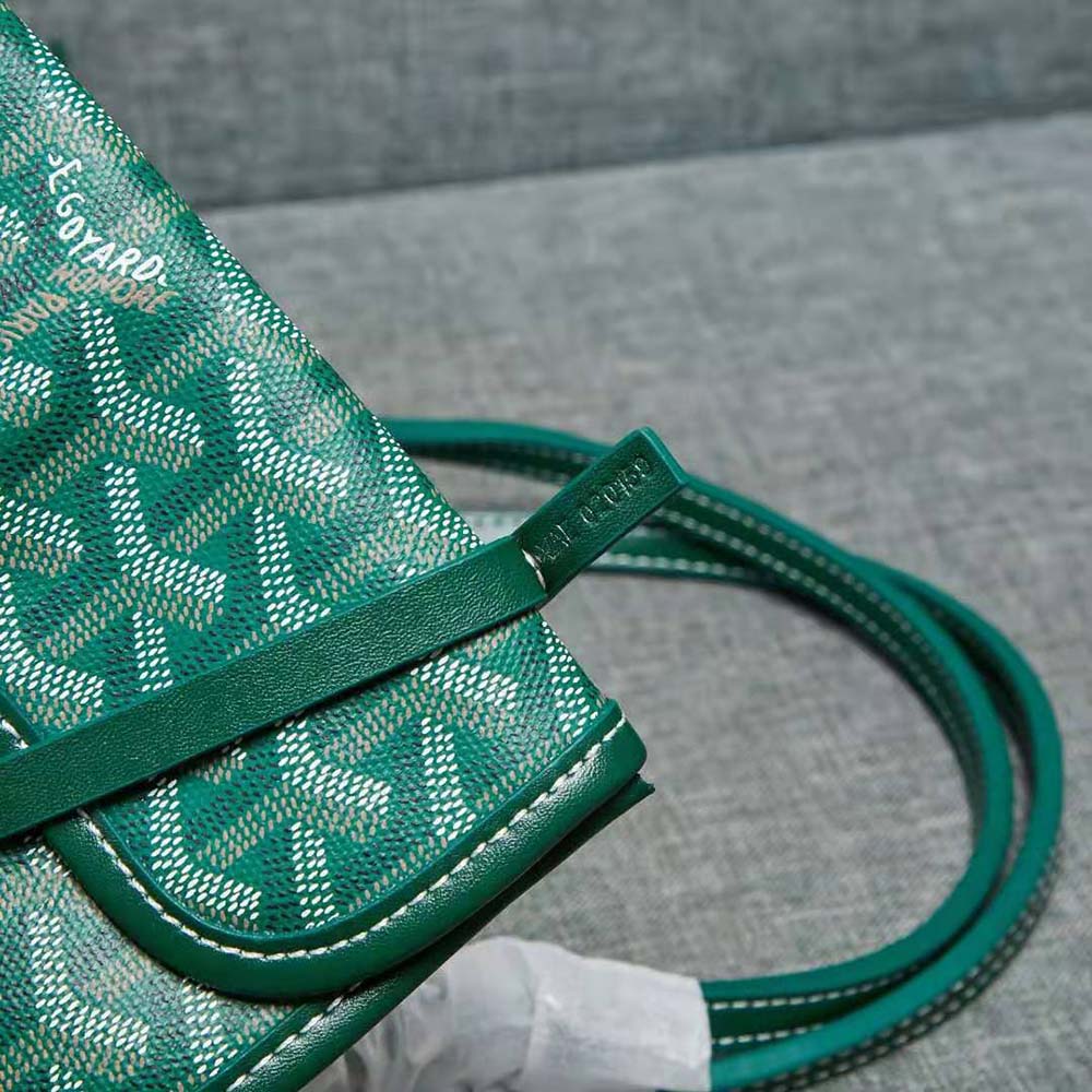 Goyard Women Sac Artois MM in Goyardine Canvas & Chevroches Calfskin-Green 9 Goyard Women Sac Artois MM in Goyardine Canvas & Chevroches Calfskin-Green - Image 9