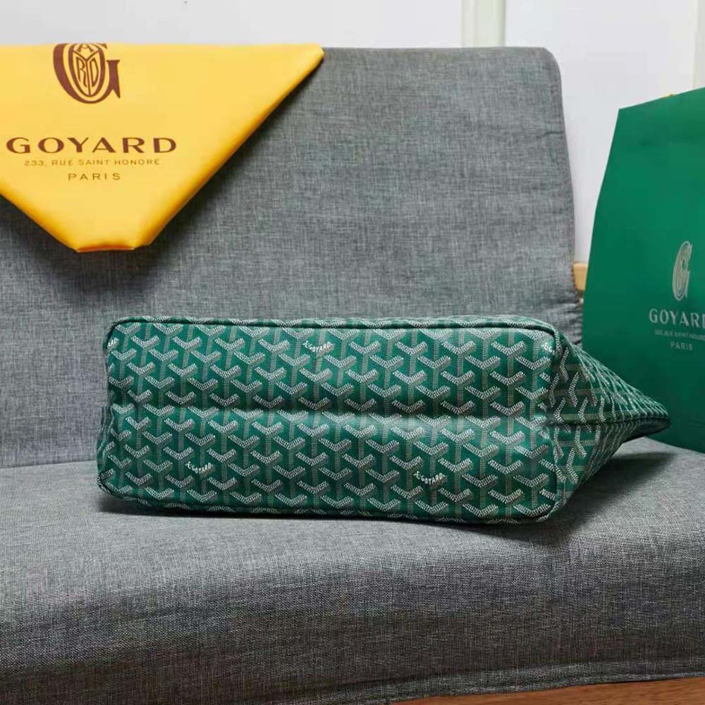Goyard Women Sac Artois MM in Goyardine Canvas & Chevroches Calfskin-Green 6 Goyard Women Sac Artois MM in Goyardine Canvas & Chevroches Calfskin-Green - Image 6