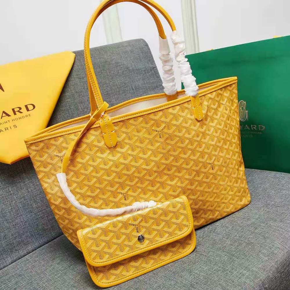 Goyard Women Sac Artois MM in Goyardine Canvas & Chevroches Calfskin-Yellow 3 Goyard Women Sac Artois MM in Goyardine Canvas & Chevroches Calfskin-Yellow - Image 3