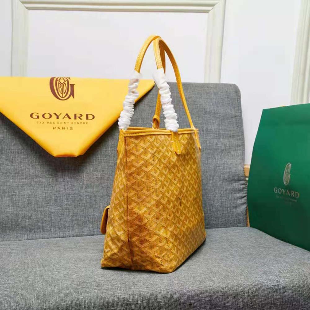Goyard Women Sac Artois MM in Goyardine Canvas & Chevroches Calfskin-Yellow 5 Goyard Women Sac Artois MM in Goyardine Canvas & Chevroches Calfskin-Yellow - Image 5