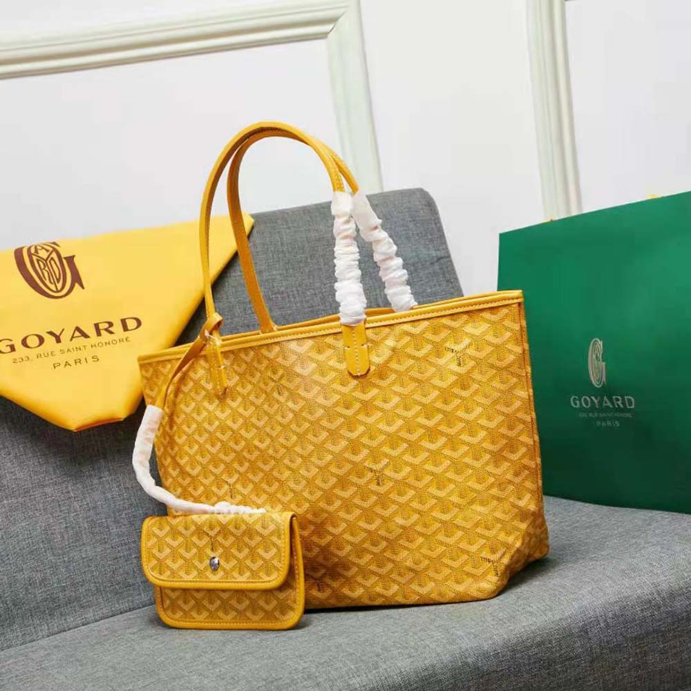 Goyard Women Sac Artois MM in Goyardine Canvas & Chevroches Calfskin-Yellow 4 Goyard Women Sac Artois MM in Goyardine Canvas & Chevroches Calfskin-Yellow - Image 4