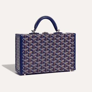 Goyard Women Sac Malle Grand Hôtel in Goyardine Canvas & Clamecy Calfskin-Navy