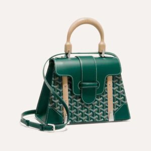 Goyard Women Sac Saïgon PM in Toile Goyardine & Clamecy Calfskin-Green