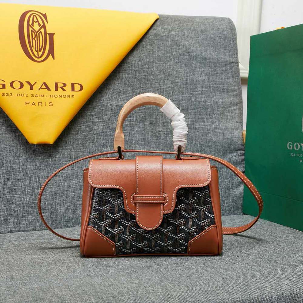 Goyard Women Sac Saïgon Souple Mini in Toile Goyardine & Chevroches Calfskin-Brown 2 Goyard Women Sac Saïgon Souple Mini in Toile Goyardine & Chevroches Calfskin-Brown - Image 2