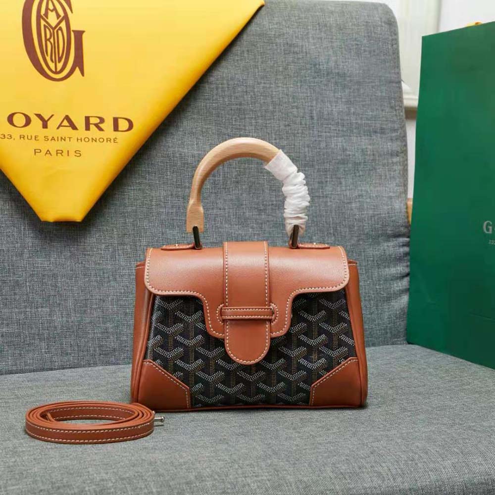 Goyard Women Sac Saïgon Souple Mini in Toile Goyardine & Chevroches Calfskin-Brown 3 Goyard Women Sac Saïgon Souple Mini in Toile Goyardine & Chevroches Calfskin-Brown - Image 3