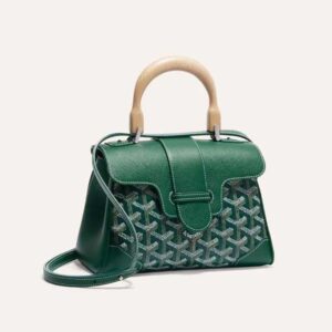 Goyard Women Sac Saïgon Souple Mini in Toile Goyardine & Chevroches Calfskin-Green
