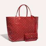 Goyard Women Saint Louis GM Bag in Goyardine Canvas & Chevroches Calfskin-Red