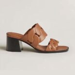 Hermes Women Gaby 60 Sandal in 6 cm High Heel-Brown