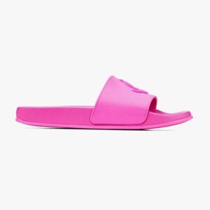 Jimmy Choo Women Port/F Neon Pink Rubber Slides with JC Monogram